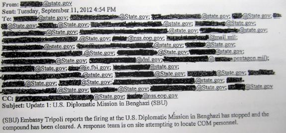 Emails from State Dept. Operations Center to Washington DC 9112012 454PM Re Benghazi Libya Attack Real-Time