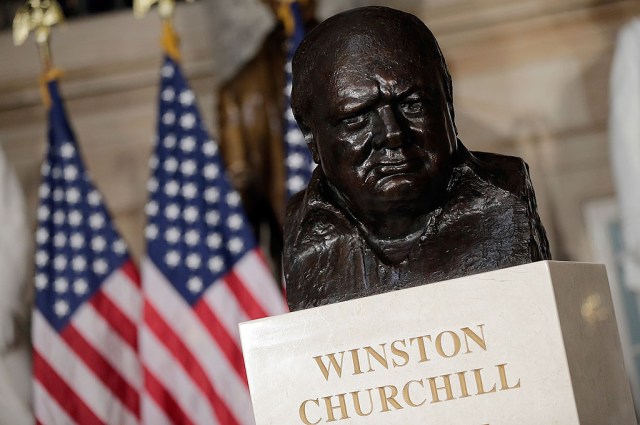 Kerry And Roger Daltrey Lead Ceremony Dedicating Bust Of Winston Churchill At Capitol