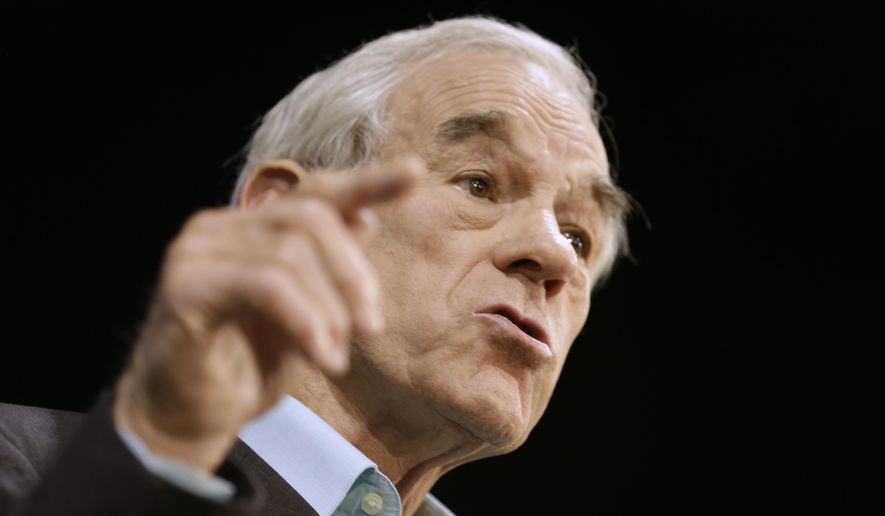 Former Texas Rep. Ron Paul speaks in Richmond, Va., on Nov. 4, 2013. (Associated Press) ** FILE **
